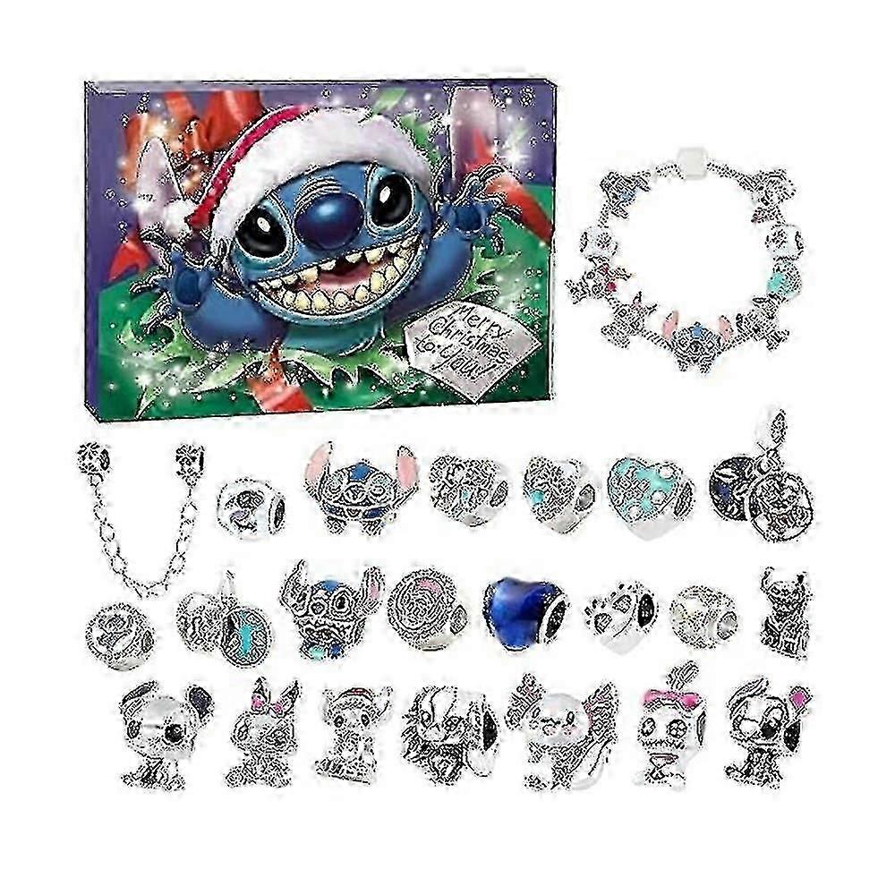 Anime Disney Lilo & Stitch Alloy Charm Accessories Christmas Advent Calendar Bracelet Necklace Trinket Diy Jewelry Countdown Calendar-Y3