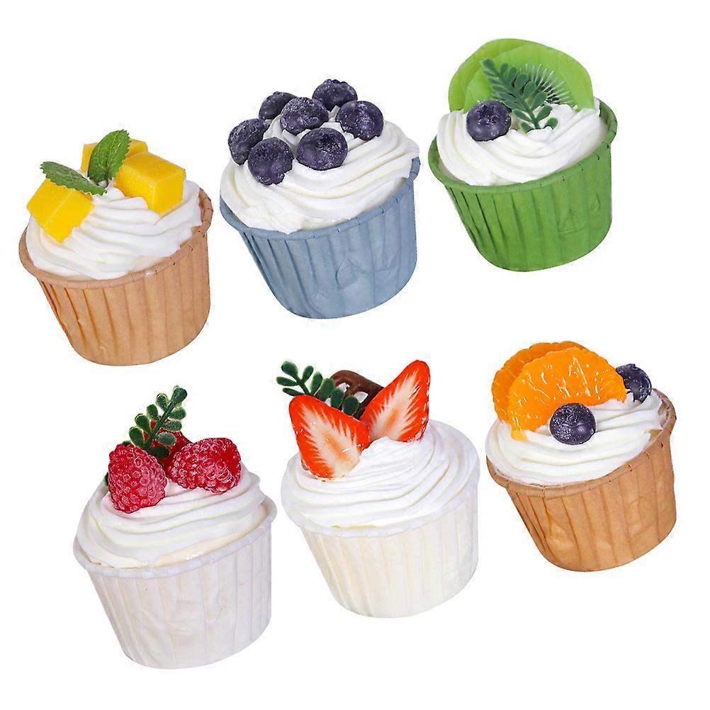 Realistic Cake Cupcake Simulation Decoration For Store Display Hotel Bar Photography Prop 6Pcs