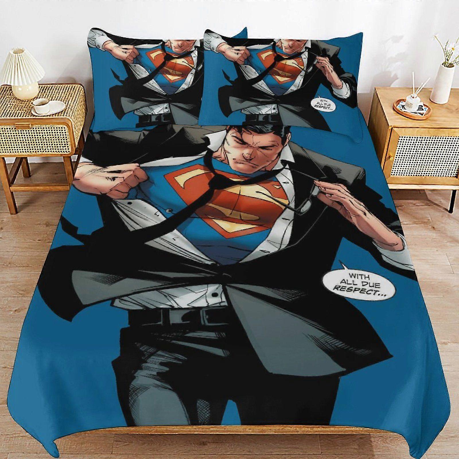 D388 Superman Ultra Smooth Touch Durable Comfort Secure Zipper Sleep Set Duvet Cover Sets Everyday Use K388