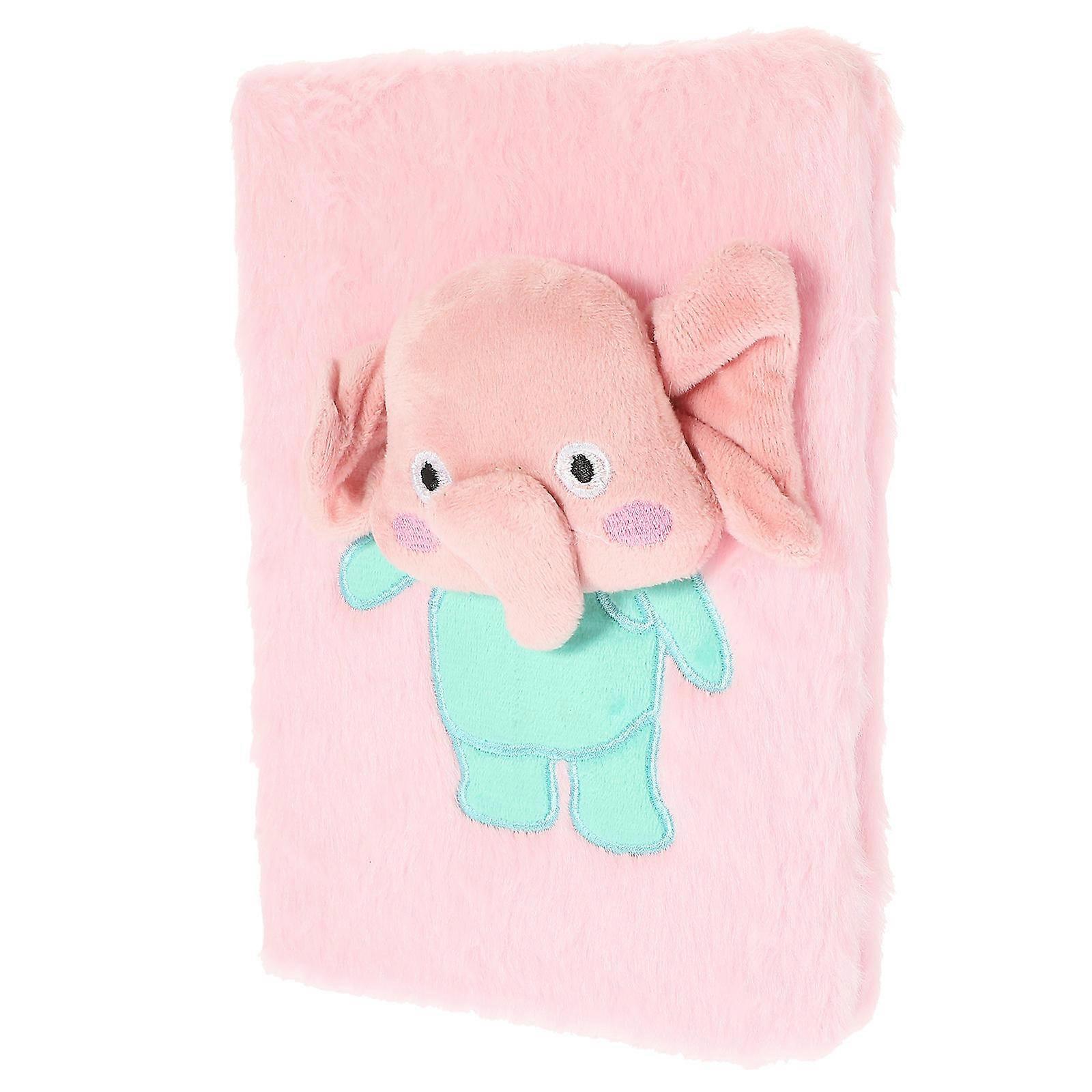 Plush Notebook Pink Adorable Plush Cover Journal Book for Home Use