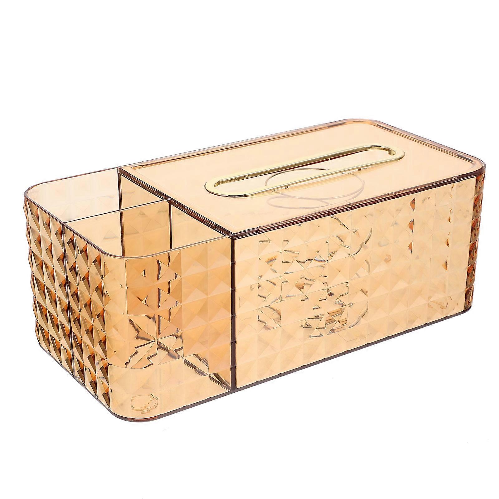 Golden Tissue Box Cover Multi-Functional Desktop Tissue Box 3Pcs for Home