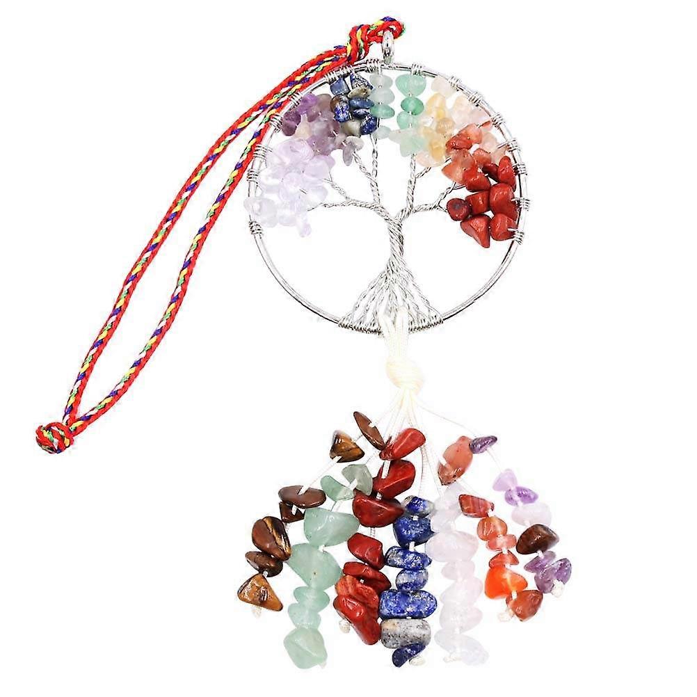Chakra Pendant for Life Tree Pendant 2Pcs Colorful Natural Stone Accessory
