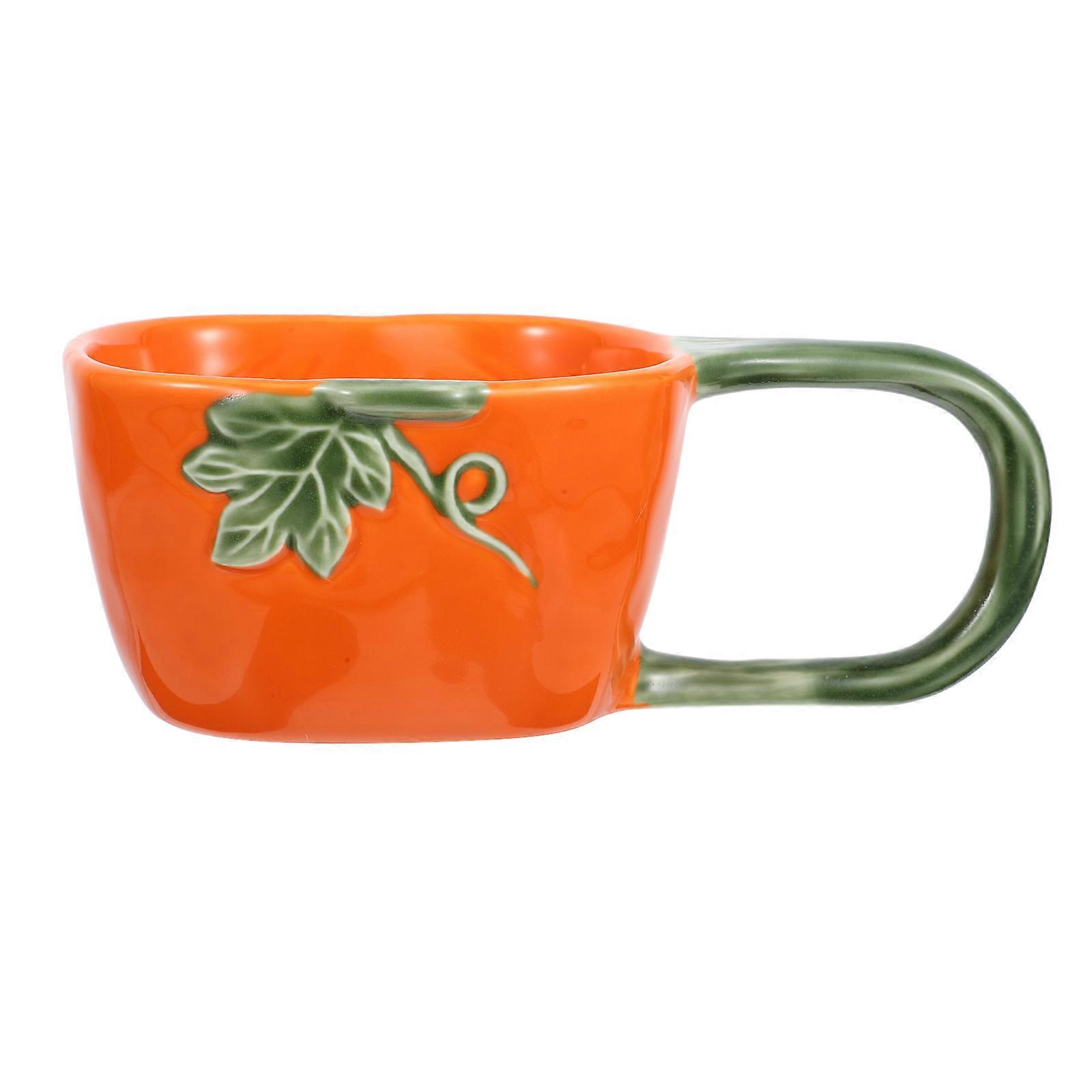 Orange Ceramic Cup for Water 4Pcs Large Handle Milk Mug Coffee Drinking Cup