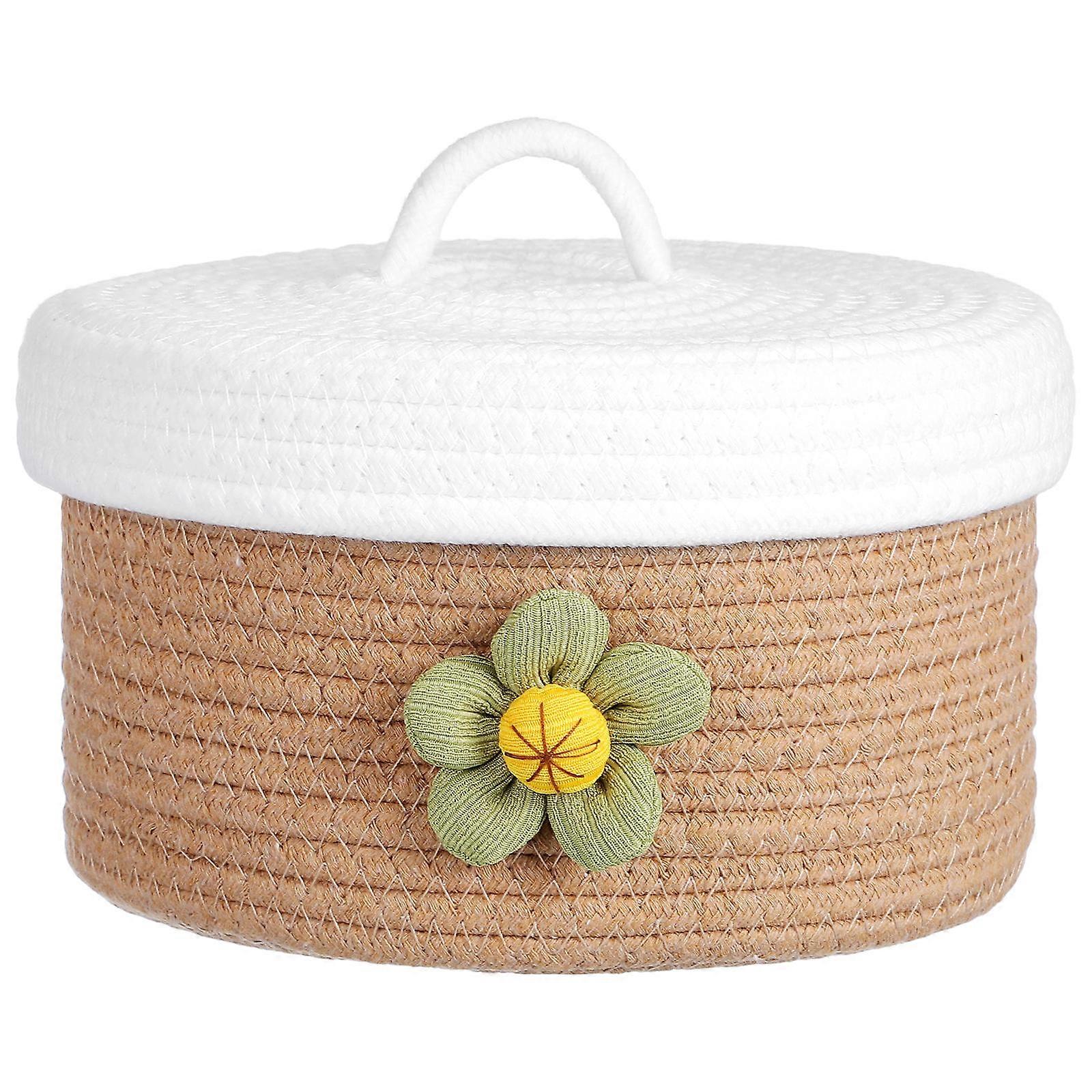 Lidded Basket Cotton Rope Storage Basket for Clothes 2Pcs