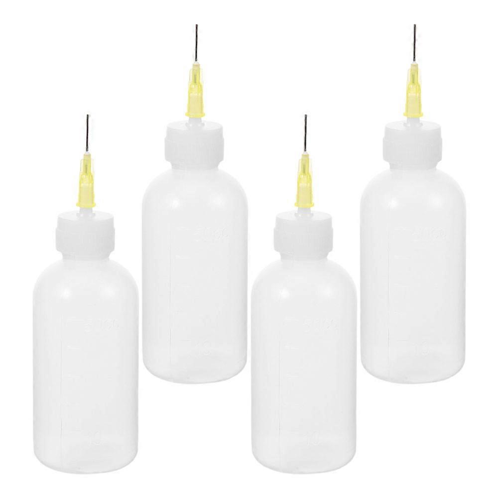 Transparent Plastic Applicator Bottle with Needle Tips for Glue 4Pcs