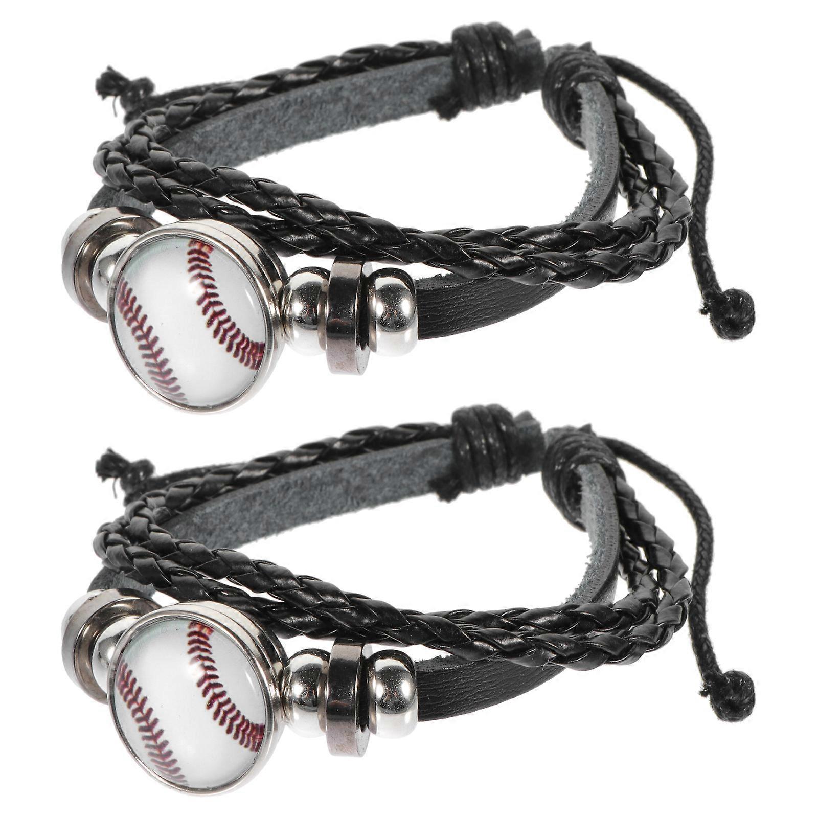 Baseball Beaded Bracelets Decorative Bracelets for Decor 2Pcs