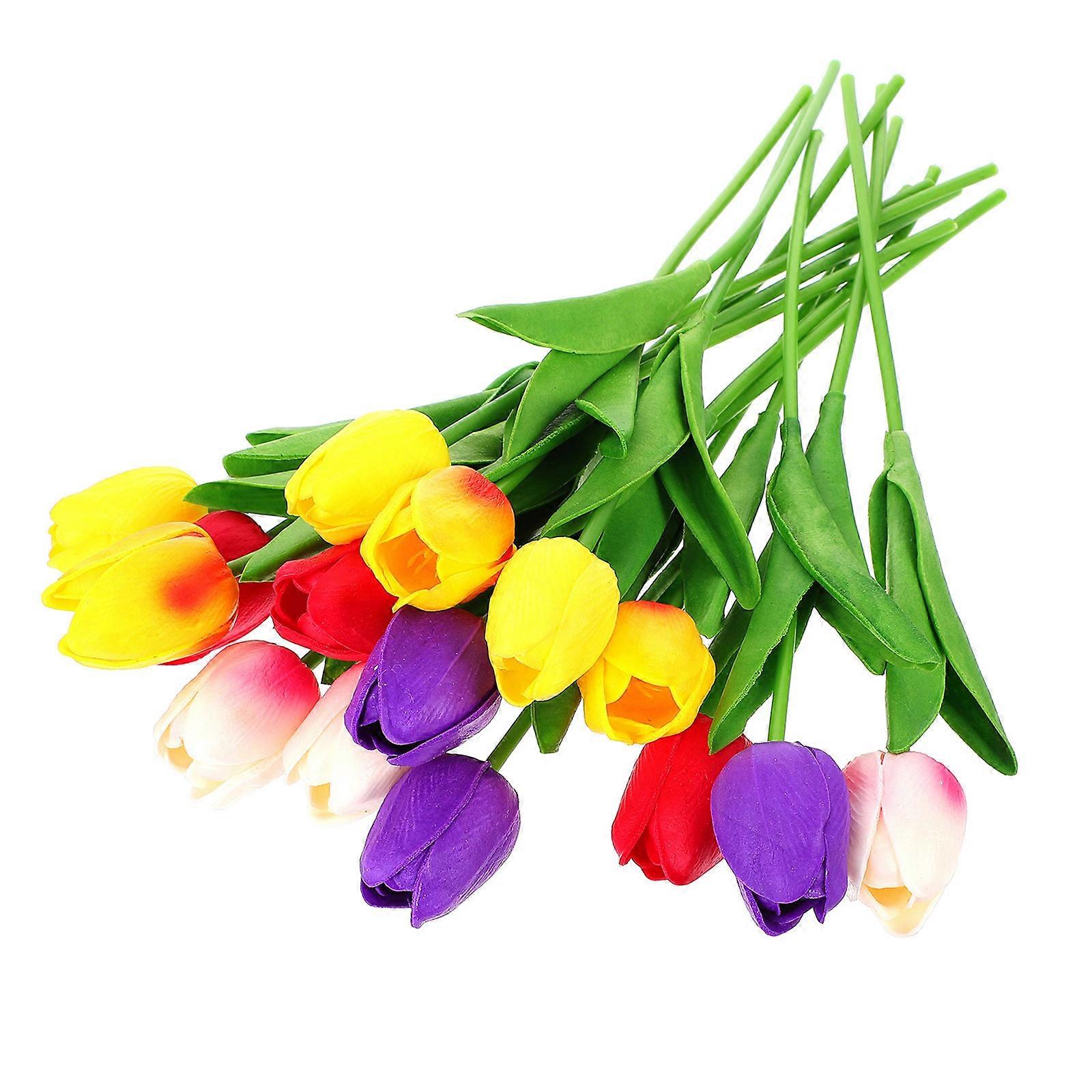 Spring Artificial Flowers Decorative Flower For Homeowners Tulip Shape 15Set
