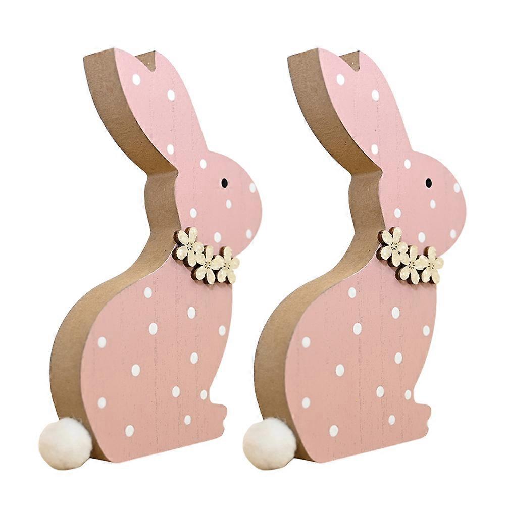 Rustic Pink Rabbit Shaped 4 Pcs Decoration For Home And Indoor Spaces Perfect For Easter Party And Festival Celebrations