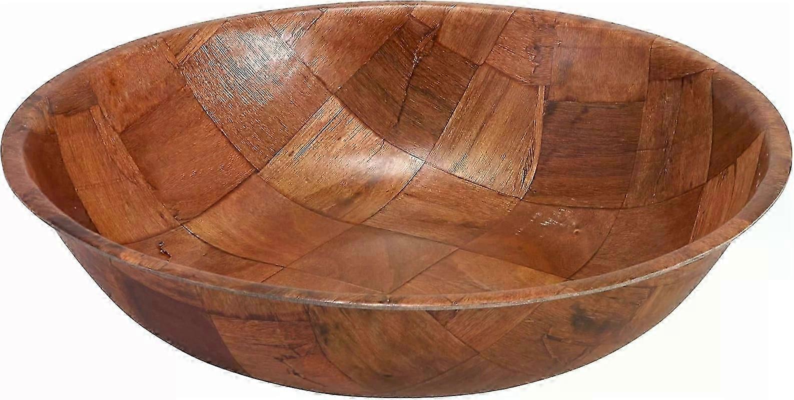 tigela de salada de madeira trançada de 10 polegadas para exibição de macarrão e pão
