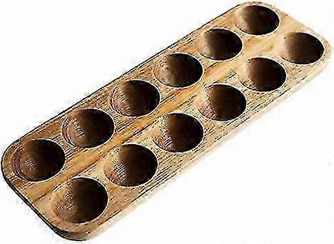 12-Hole Wooden Egg Holder for Countertop, Tabletop, or Refrigerator Organization
