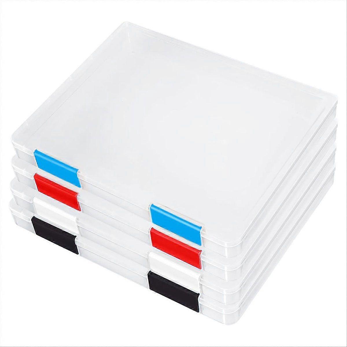 4 Pack A4 File Box,Clear Plastic Document Storage Box,