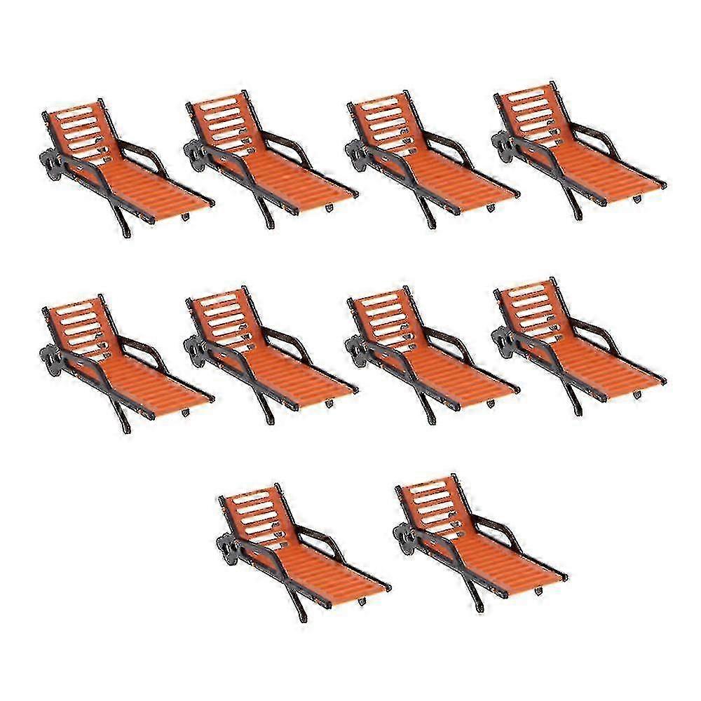 Plastic Beach Bench Loungers - 1:75 Scale Landscaping Model Set of 10 Items
