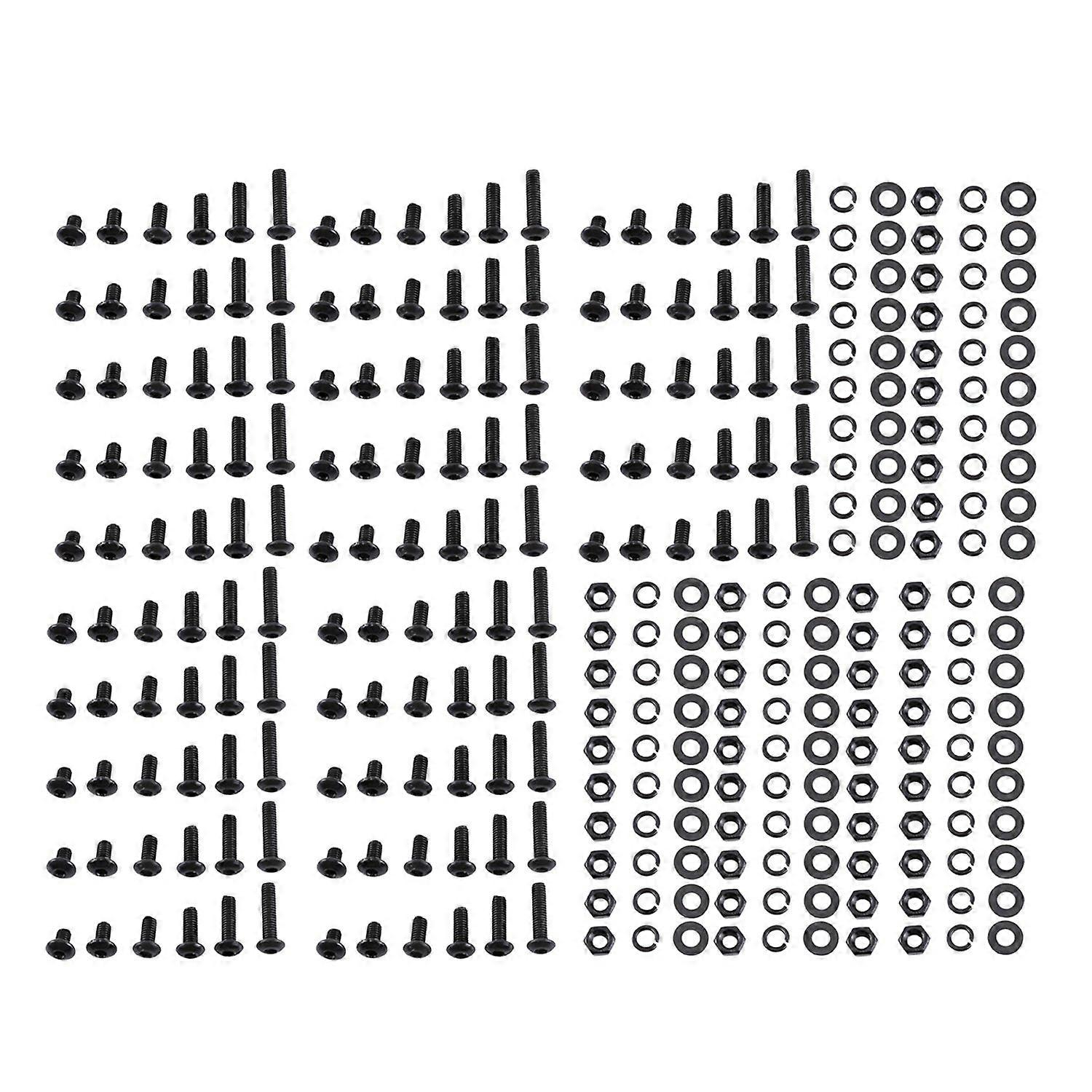 M3 Black Alloy Steel Hex Socket Screws Bolt and Hex Nuts Washers Assortment(Button head)