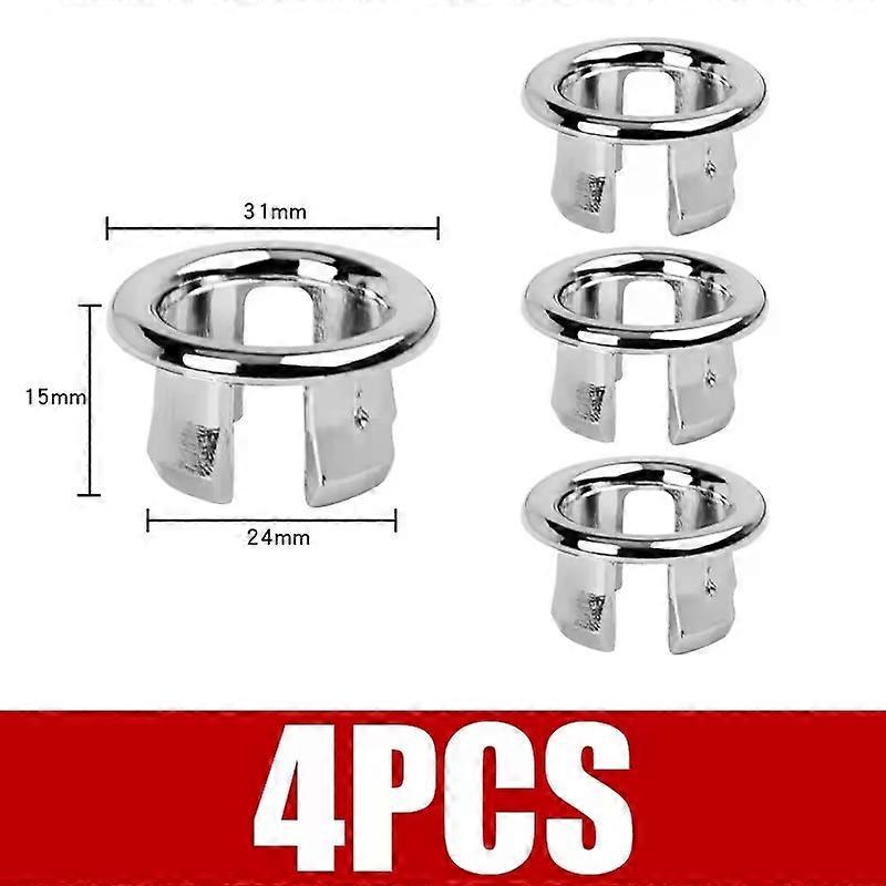 4Pcs Plastic Sink Hole Overflow Cover for Kitchen Bathroom Basin Trim Bath Drain Cap Sink Wash Basin Round Overflow Ring Plug