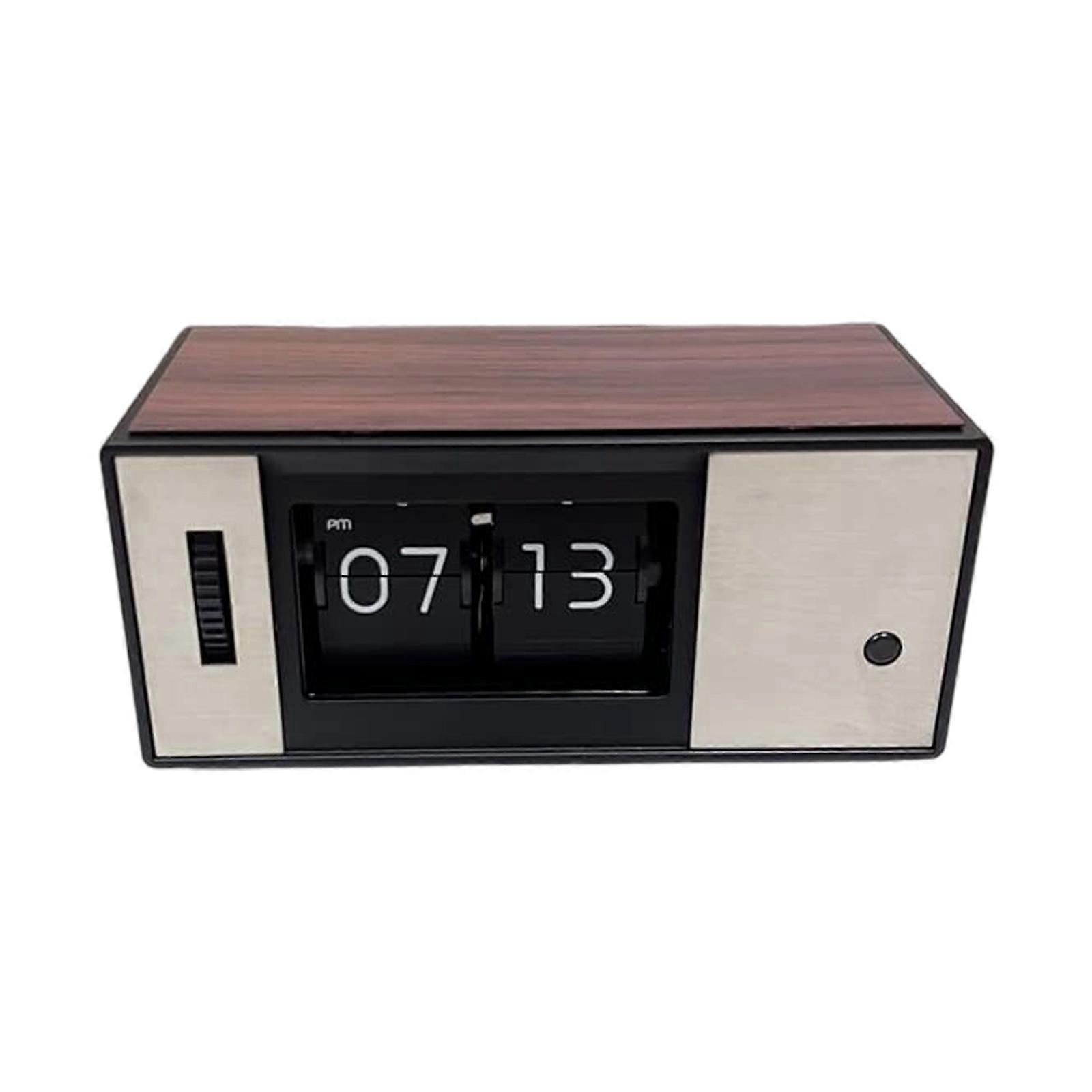 Traditional Mechanical Toss Clock With LED Bedlight 12H AM/PM Measure Metal Woodgrain Finish Auto Addition Multicolor