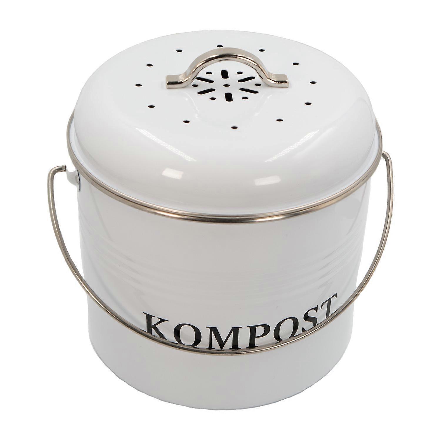 Compost bin 3L organic waste bin made of ironincl. 2 carbon filters odourproof with swivel handle 21.5 x 19 x 20.5 cm