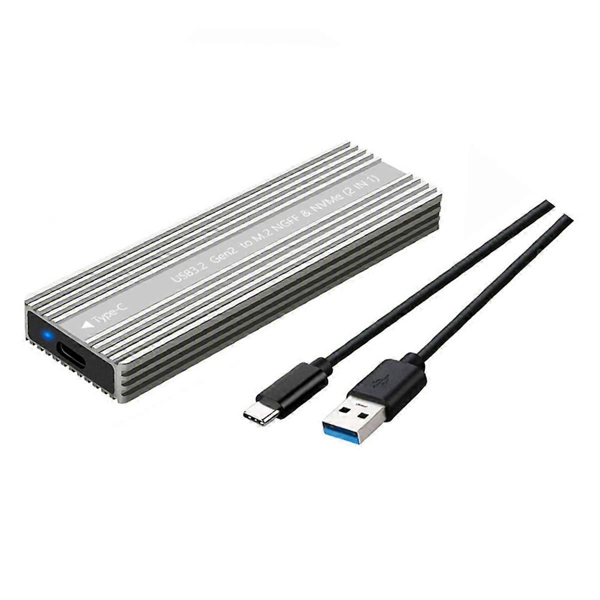 M.2 SSD Enclosure USB 3.2 Type-C Metal Case with Heat Dissipation Supports /NVMe Dual Protocol Hard Disk Box F