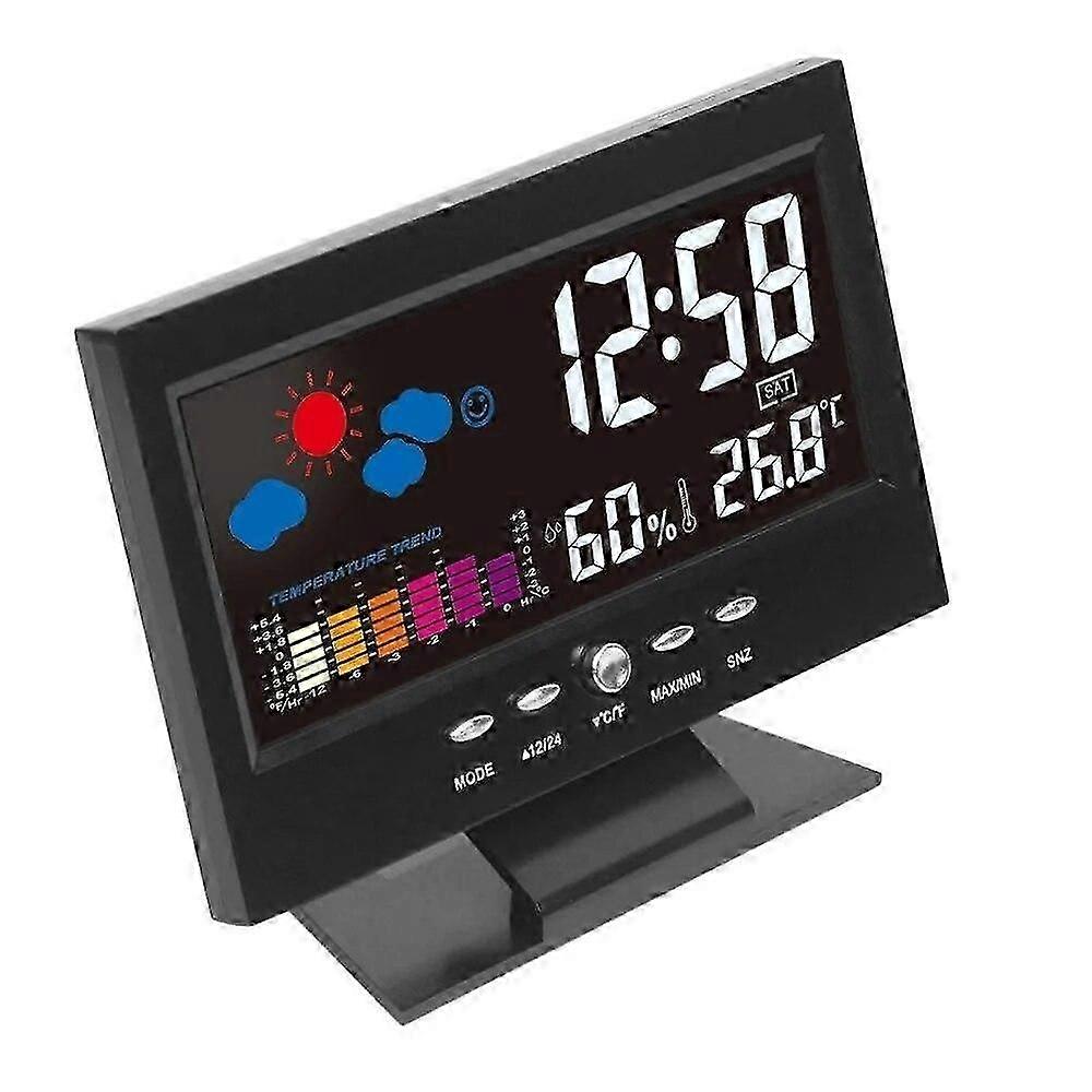 Electronic Digital LCD Temperature Humidity Monitor Clock Thermometer Hygrometer Electronic Indoor Home Weather Forecast Clock
