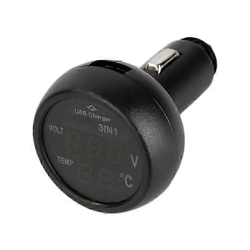 Car Digital Voltmeter Thermometer USB Charger Car Cigarette Lighter Socket Digital Voltmeter Thermometer 3 In 1 Meter
