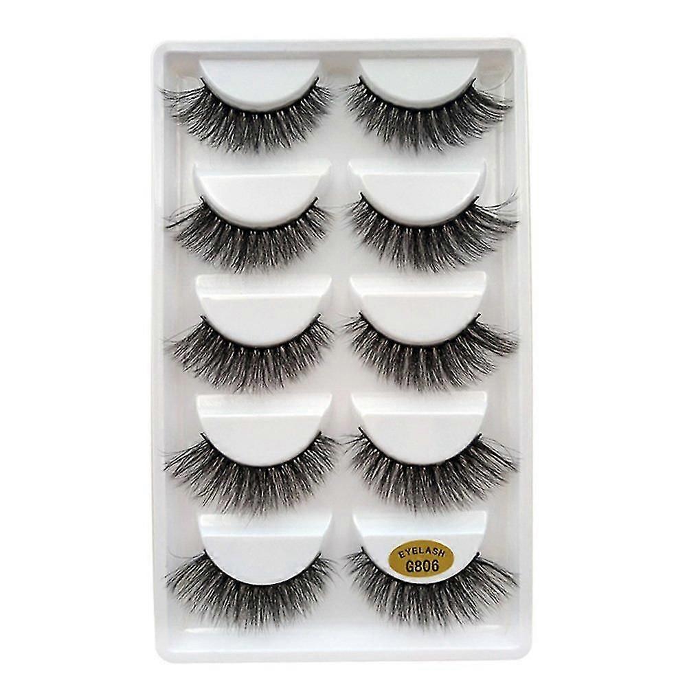 5 Pairs Of Reusable Thick 3d False Eyelashes Suitable For Beautiful Makeup