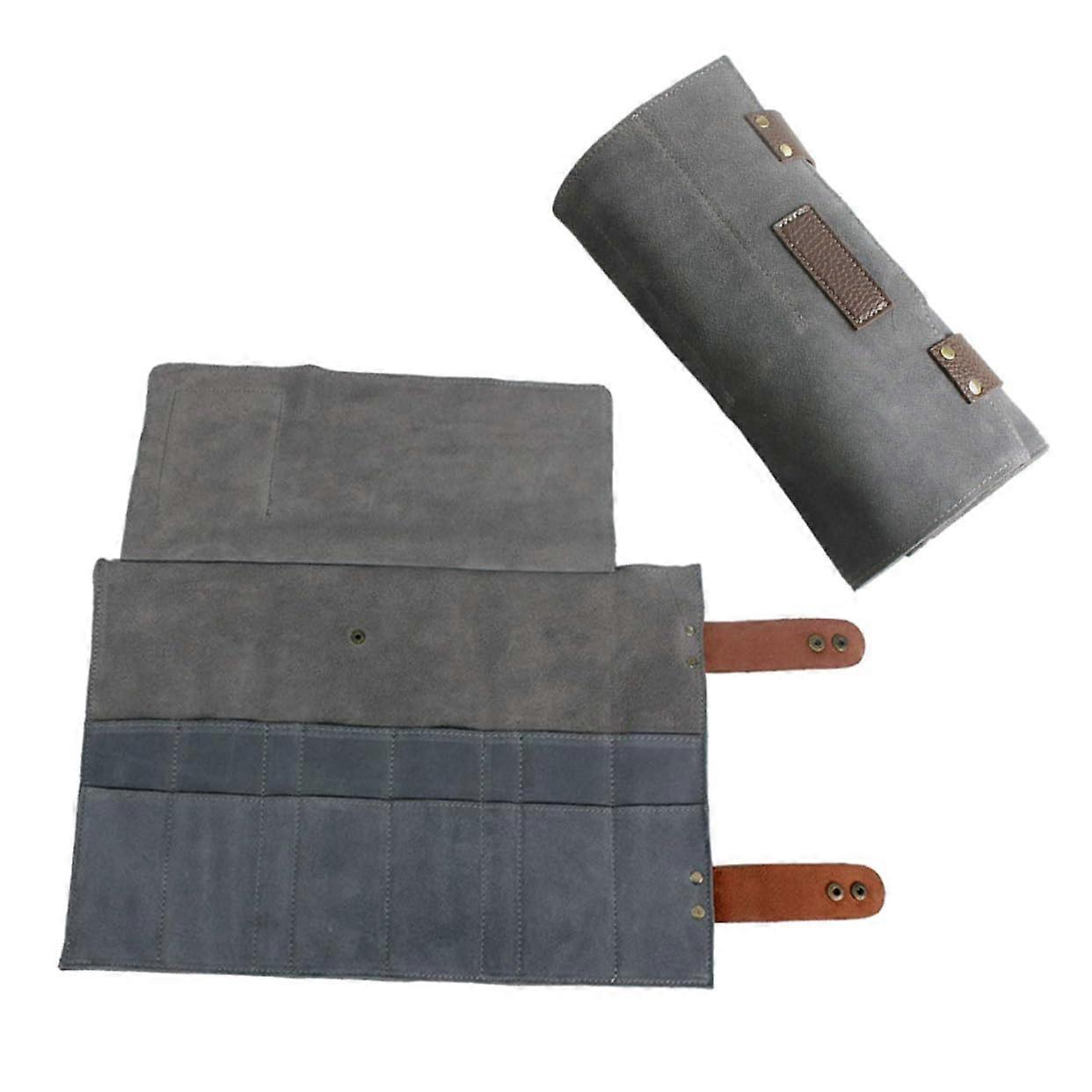 Slot Leather Hairdressing Bag For Barbers Rolling Scissor And Comb Pouch, Compact Salon Case For Hair Clippers