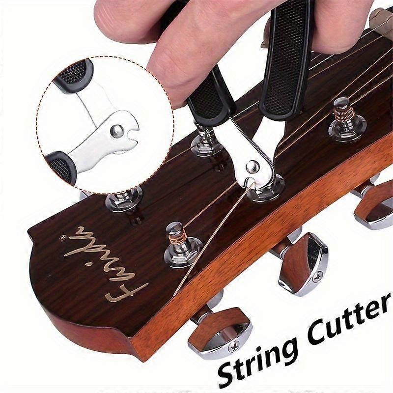 3-in-1 Guitar Tool: String Winder, Cutter & Pin Puller – Compact ABS Maintenance Accessory for Guitarists, Black