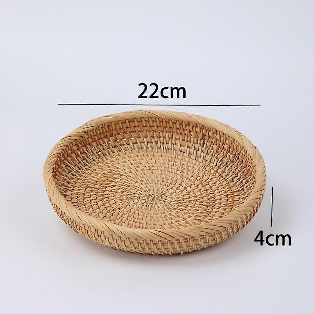 Multipurpose Rattan Storage Tray Round Wicker Basket Handwoven Storage Basket  Snack Presentation