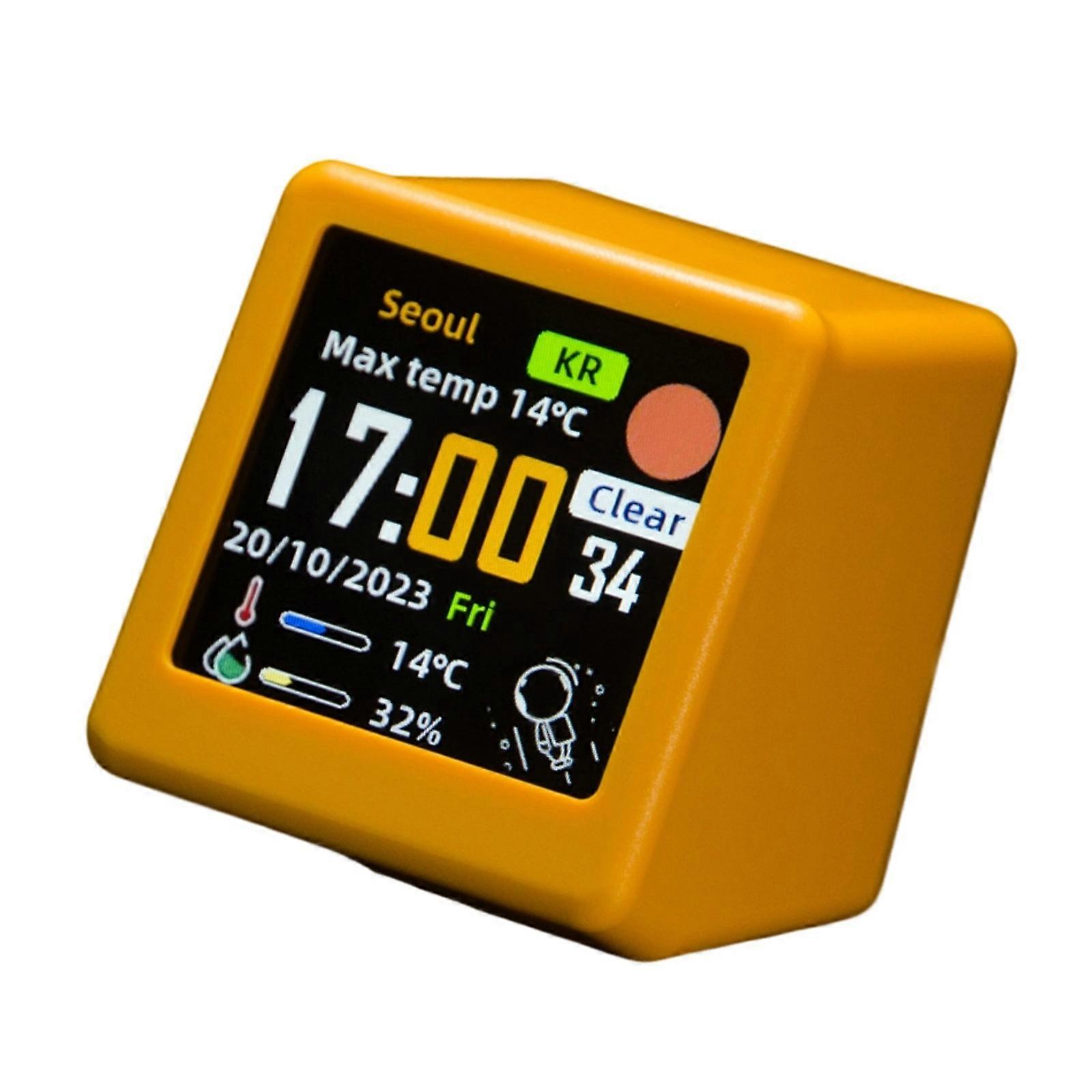 WiFi Smarts Clock Weather Stations Digital Clock with Temperature Humidity Display Date,Day Wireless Desk Clock Gift  Turmeric