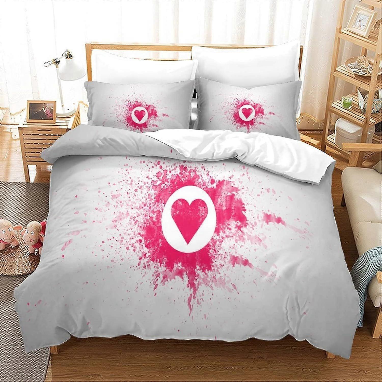 Love Duvet Cover Set Colcha de Cama Amantes Amor E Cuidado Art Cover Set com Shames Soft Microfiber Xmas Bedding Sets com zíper 3PCs Duplo