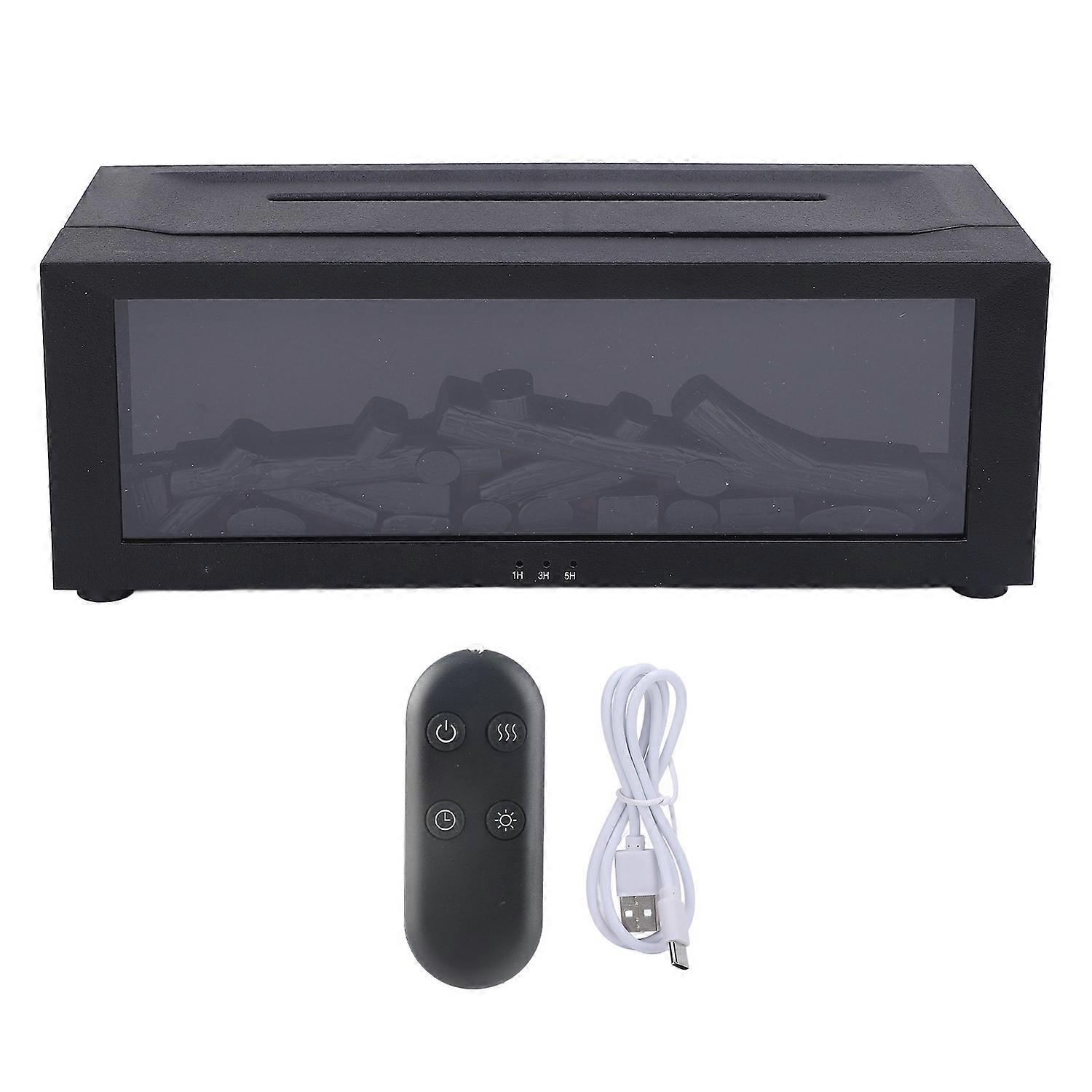 3D Flame Fireplace Humidifier Desktop Timer Quiet Bedroom Simulation Aromatherapy Diffuser Ambient L