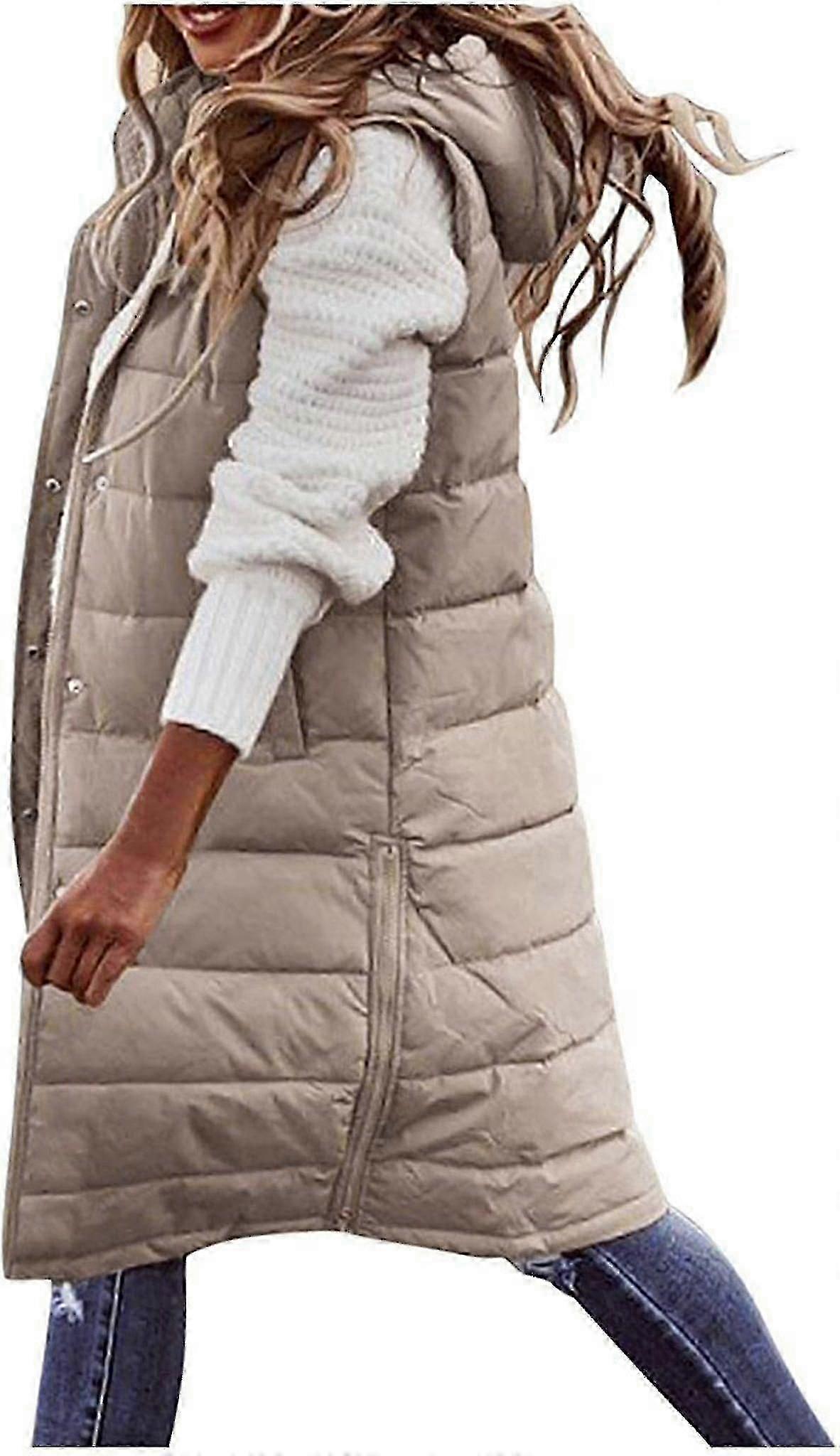 Chaleco acolchado con capucha para mujer, abrigo de invierno.