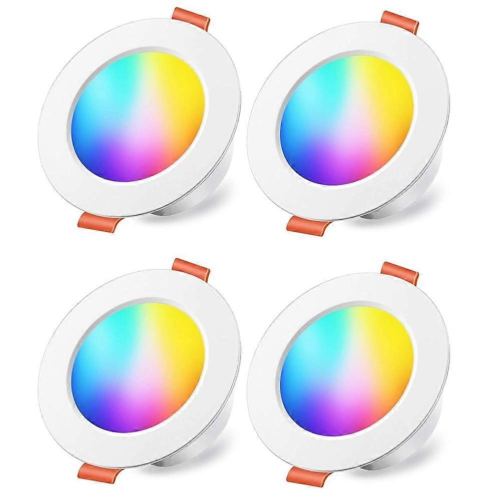 Bluetooth Smart Tuya LED Recessed Downlights, 70W Equivalent, Color Changing, 2700K Warm White , Remote Control(4 Pack)