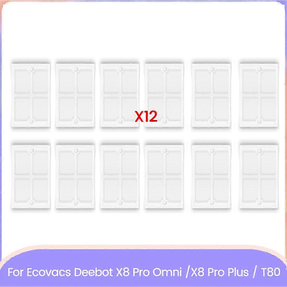 Sewage Box Filter for Ecovacs Deebot X8 Pro Omni /X8 Pro Plus/ T80 Sweeper Sewage Tank Replacement Parts Filter 12PCS