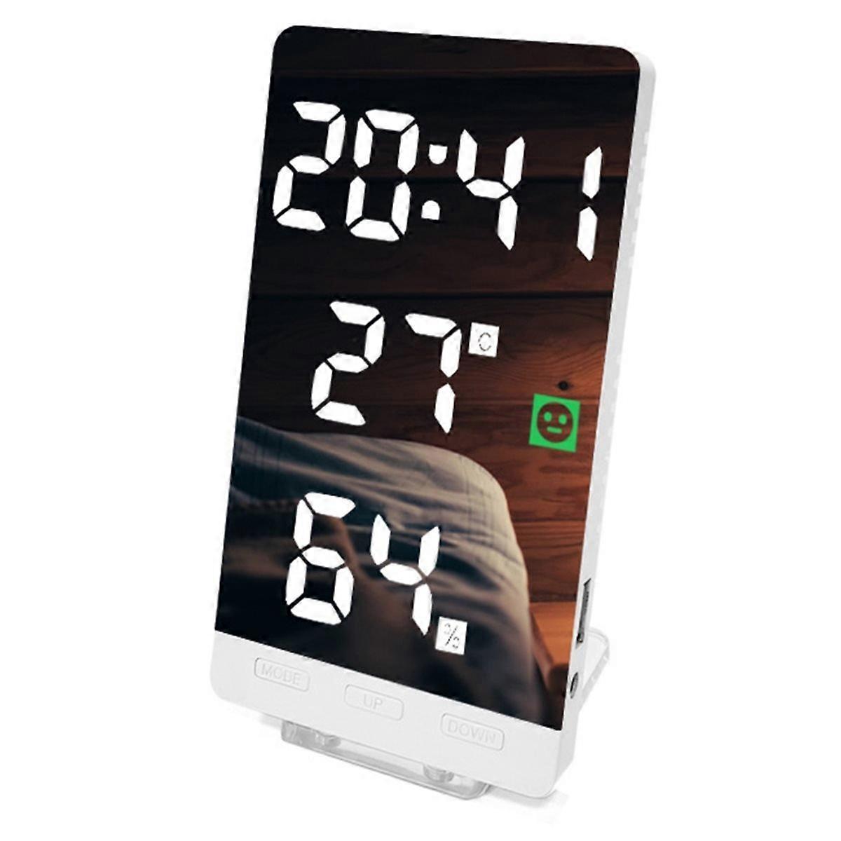 LED Digital Alarm Clock Temperature Humidity Display Bedside Wall Table Clock for Bedroom Office Kit