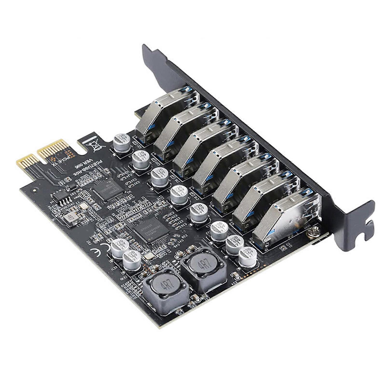 7 Port PCIExpress Expansion Card USB 3.2 7 Port Control Adapter Card 5Gbps USB PCIe Expanded Card Multicolor