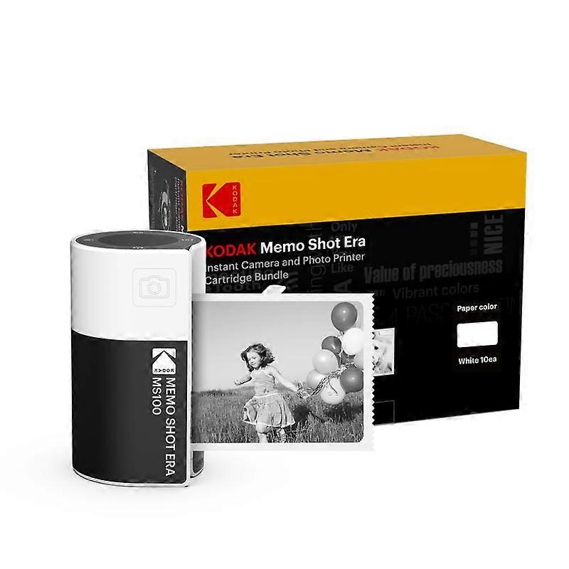 KODAK Memo Shot ERA Label Printer (1.8x2.7inches) bundle (camera with 1 roll + 9 rolls cartridge set) Instant Portable Black and White Stick
