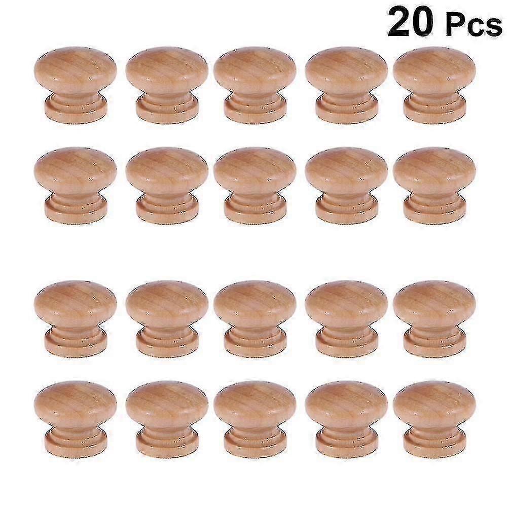 20pcs Wooden Pull Knob Mushroom Shape Cabinet Handle For Home Hotel Use -Q
