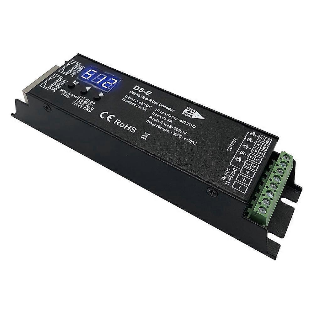 5 Channel DMX Decoder with RDM Digital Display,DMX512 Dimmer Driver PWM RGBCCT LED Controller for RGBWW RGBW Lightstrip