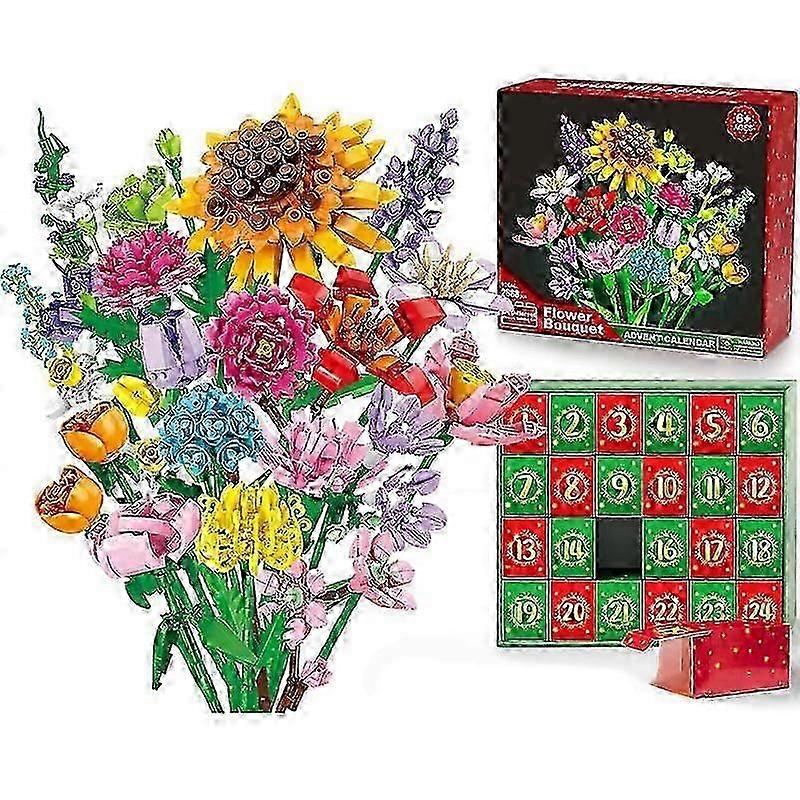 Kukkakimppublokit Jouluinen adventtikalenteri 24 päivän auringonkukkakimpun sokkolaatikolla