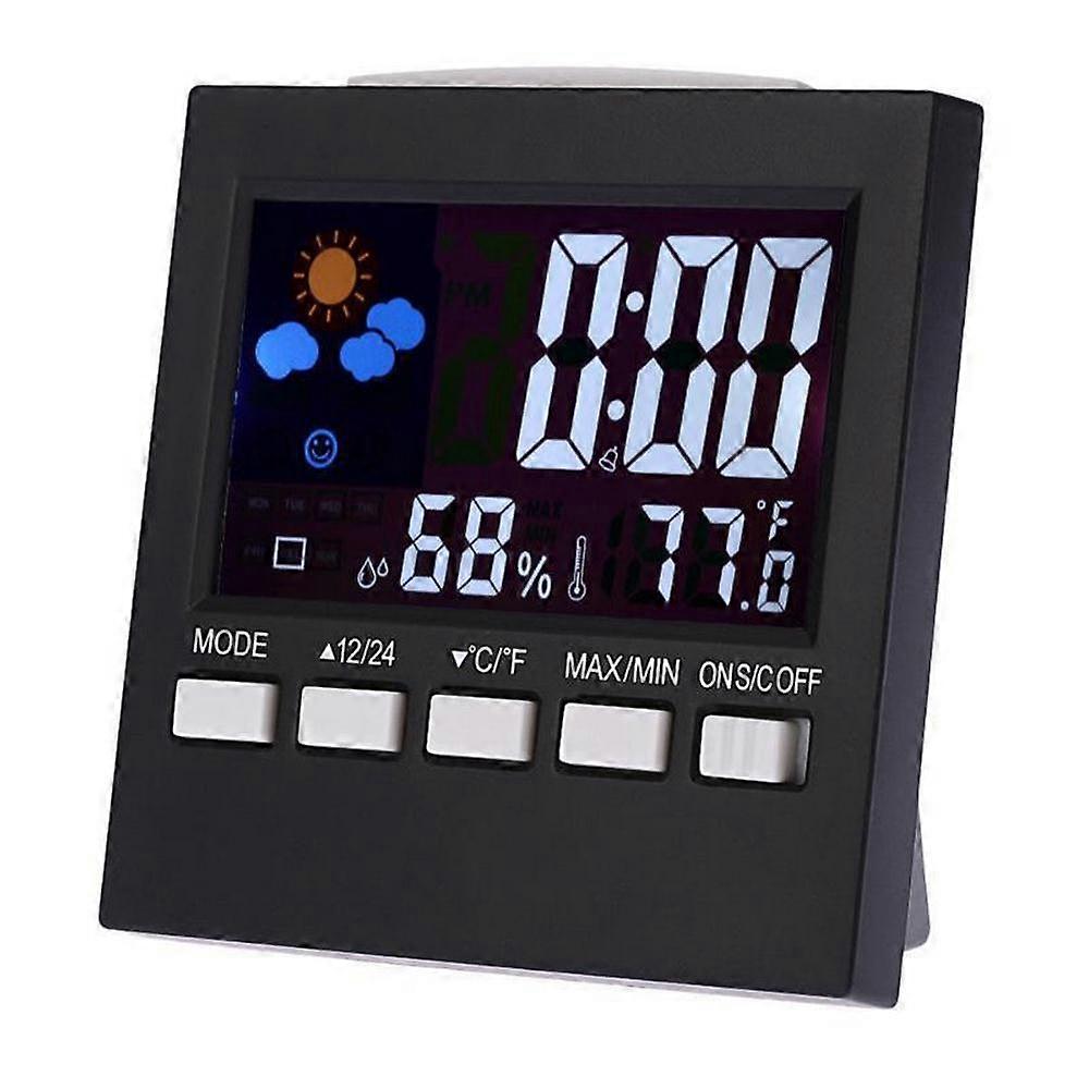 Multifunctional Weather Clock LCD Thermometer Hygrometer Alarm Clock Calendar Voice-activated Backlight Temp&Humidity Mete