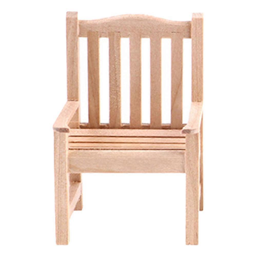 Miniature Chair Model Rustic Look Smooth Surface Birch Wood For Miniature Scene And Doll House Ornament 1Pack