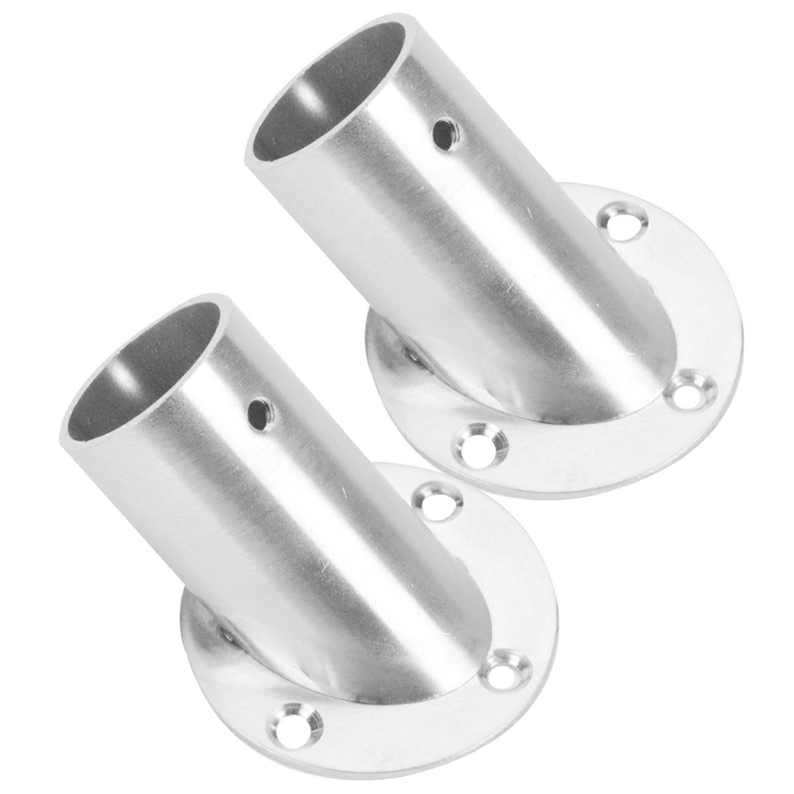 2pcs Wardrobe Rail Rod Sockets Stainless Steel Clothesline Pole Bracket
