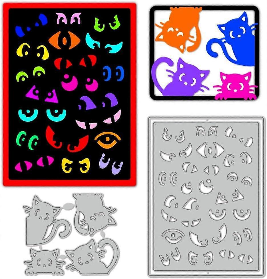 Cat Eyes Die Cuts for Card Making Carbon Steel Frame Background Cutting Dies Stencils Scrapbooking Embossing Template Dies for Crafting DIY Photo Albu
