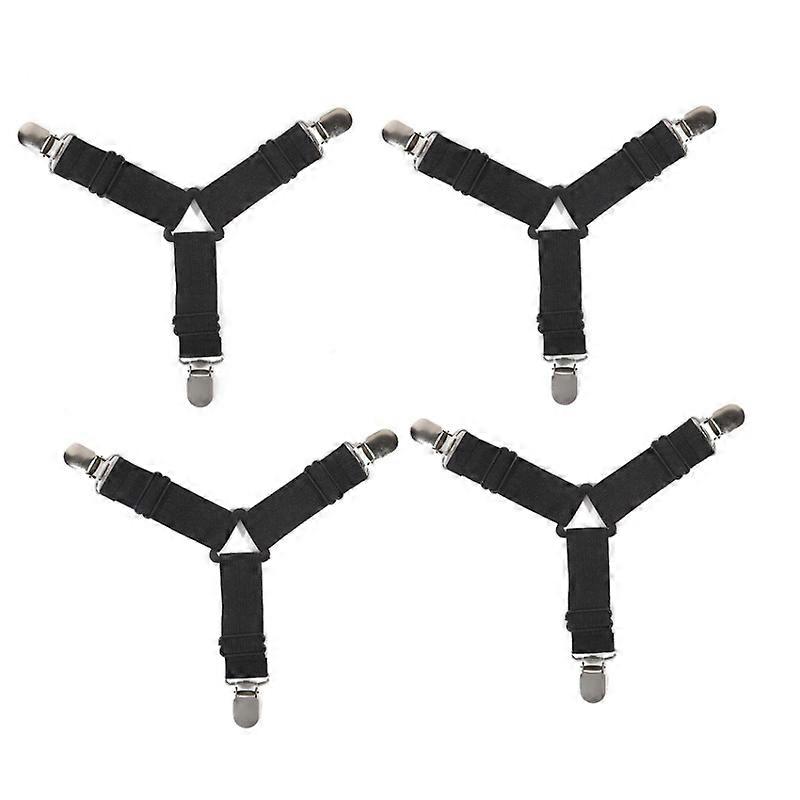 4pcs Adjustable Bed Sheet Fasteners Straps Elastic Mattress Cover Corner Holder Clip Grippers Suspender Cord Hook Loop Clasps
