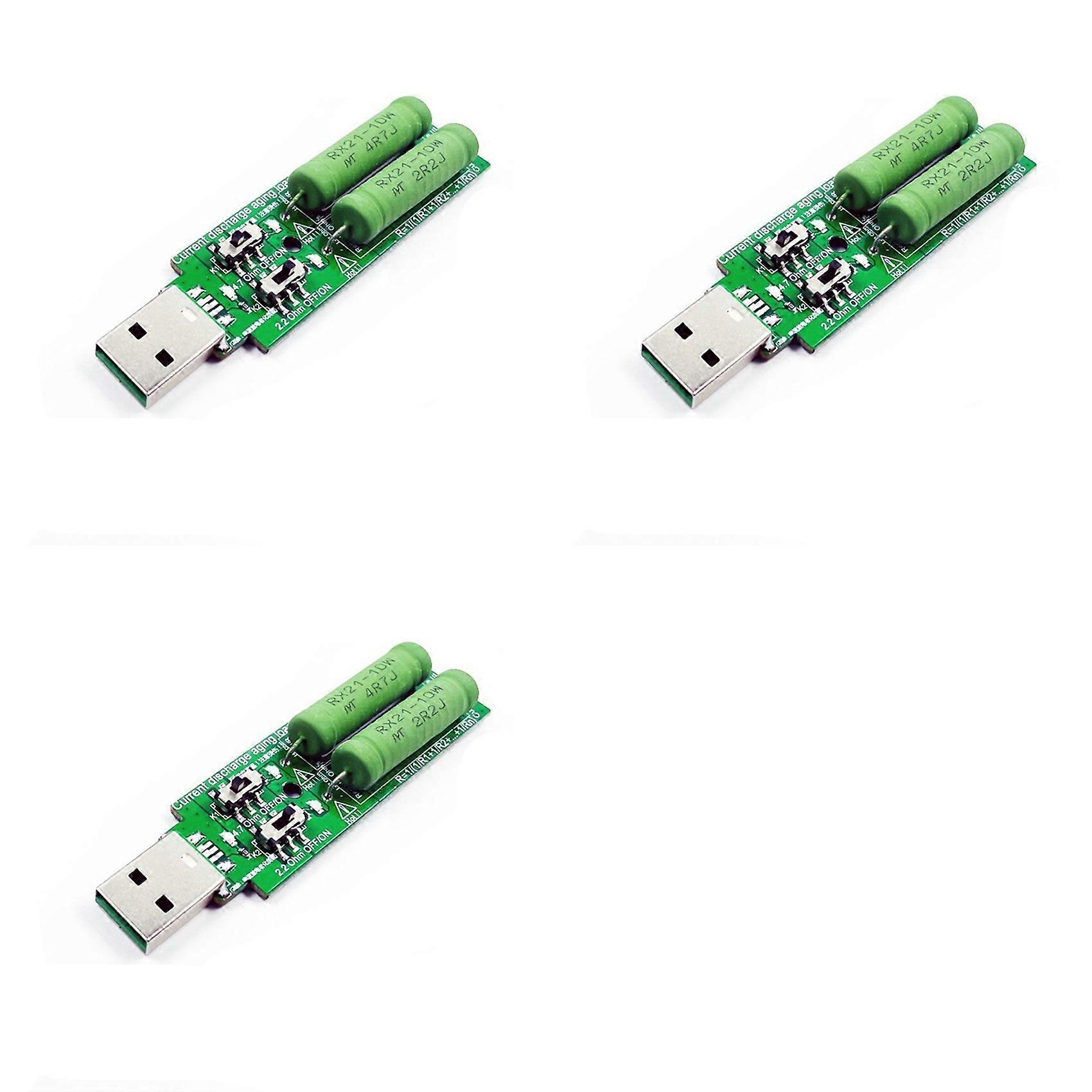 3X USB Resistor Dc Electronic Load with Switch Adjustable 5V1A/2A/3A Battery Voltage Discharge Resistance Tester