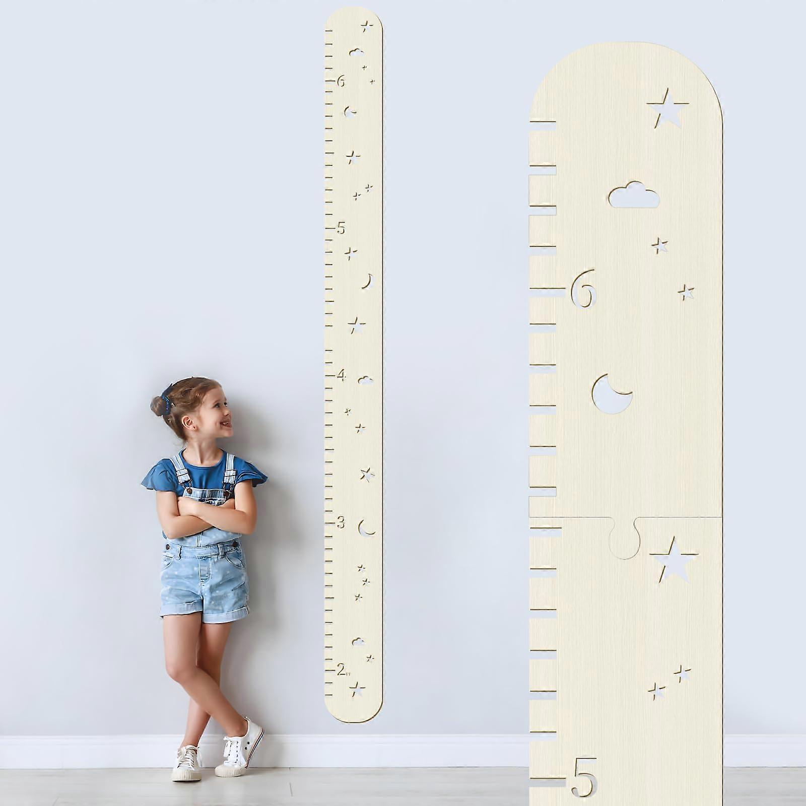 Kids Wooden Growth Chart with Elegant Hollowed Pattern for Nursery Wall Decor and Height Tracking