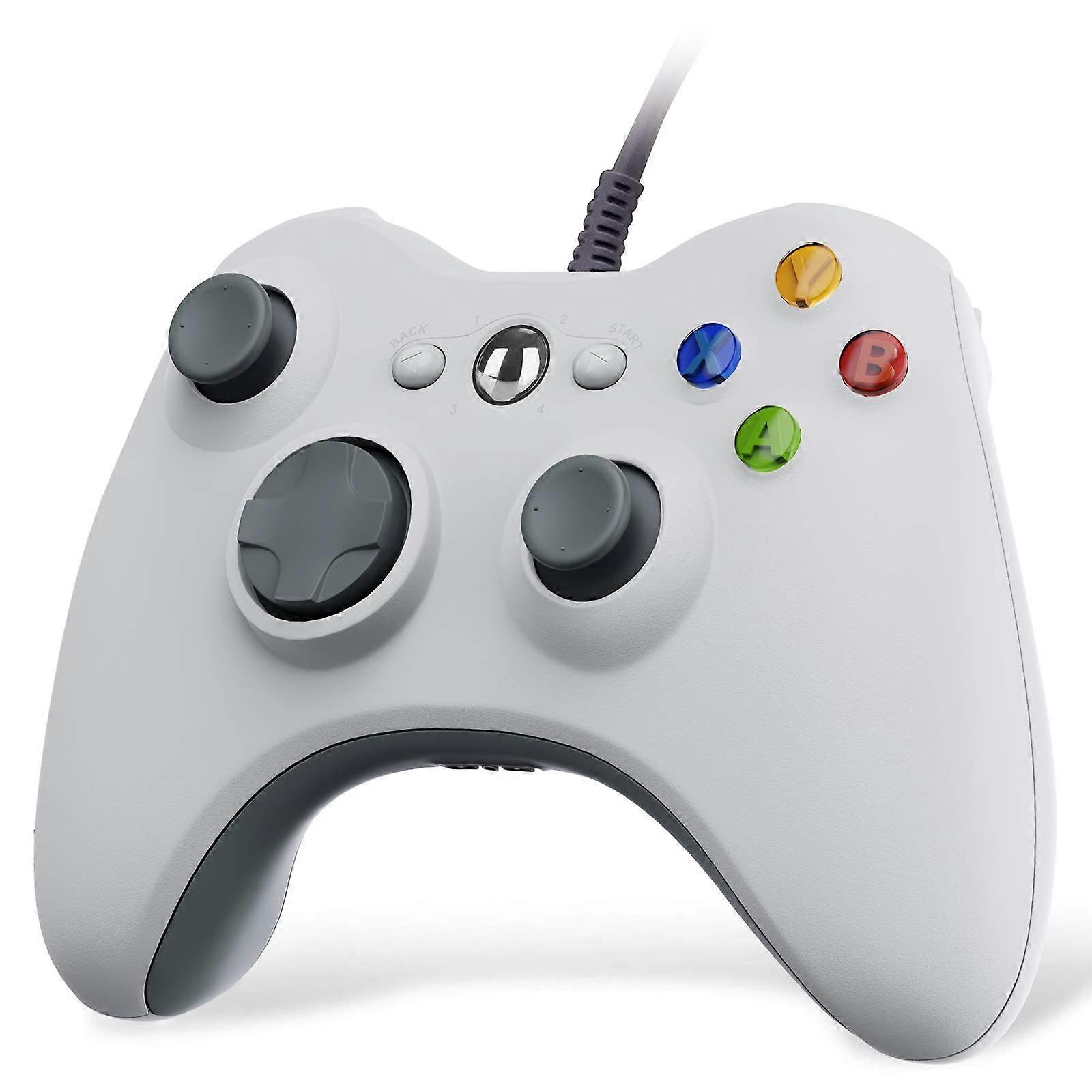 Wired Controller with Turbo and Dual Vibration for Xbox 360, PC Windows 10 and 360 Slim White