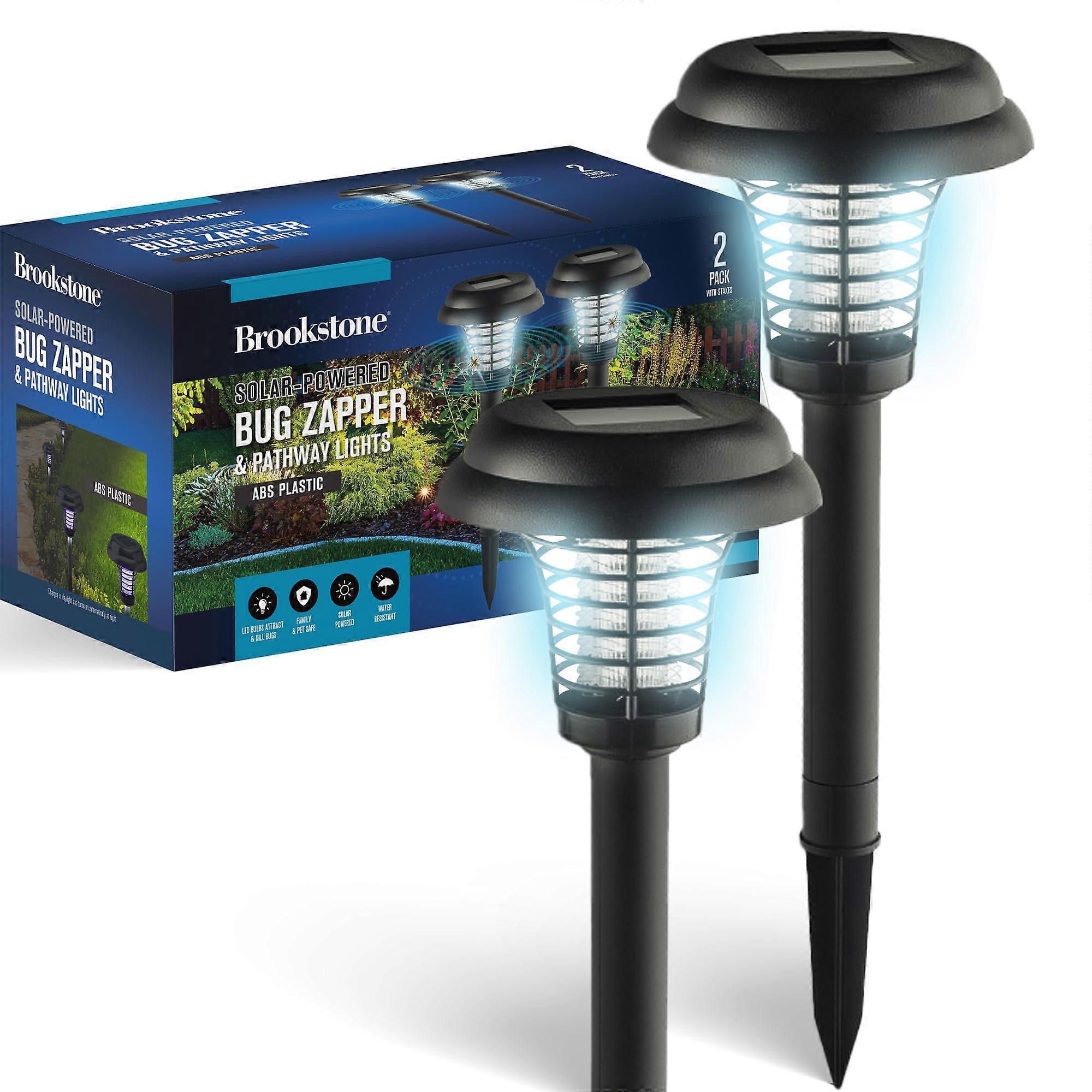 Solar Bug Zapper and Pathway Lights 2 Pack, 2 in 1 Solar Powered Outdoor Insect Killer, Weatherproof