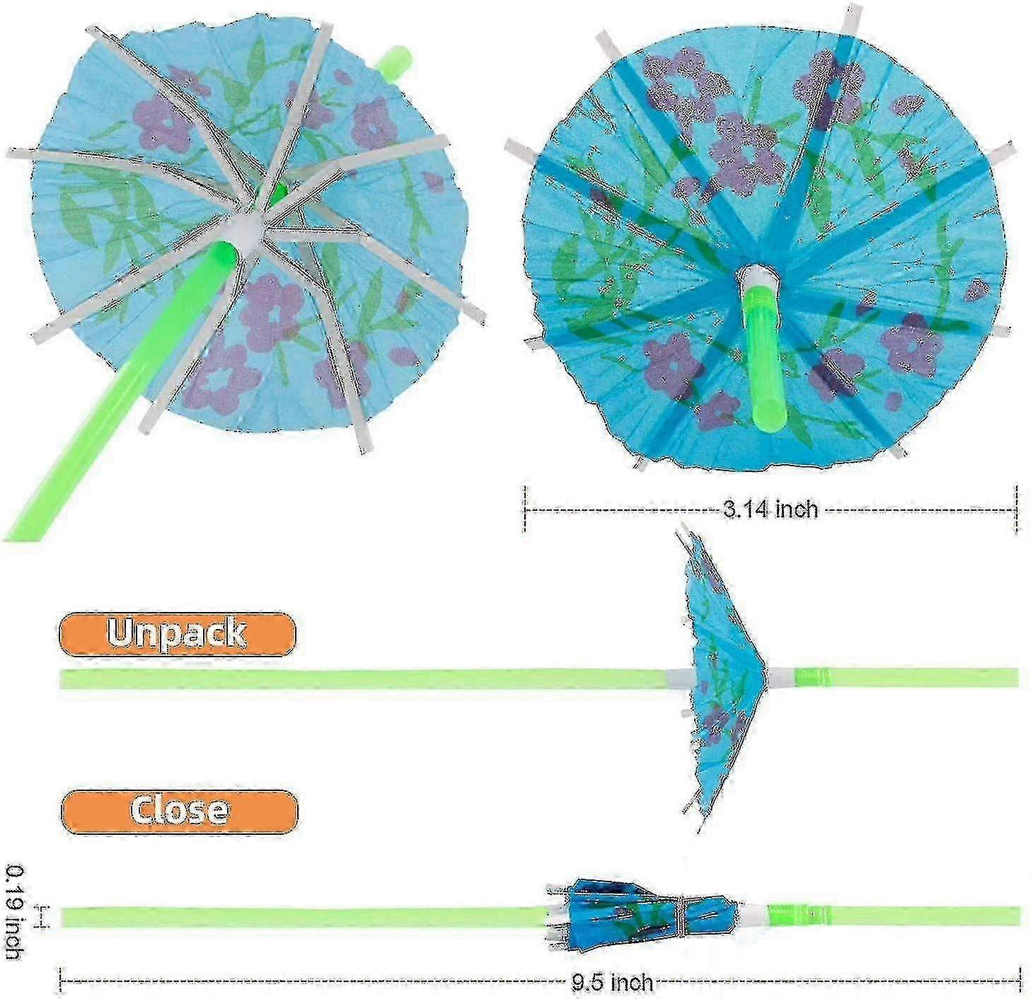 100 Stück Obst Strohhalme Regenschirm Strohhalme Party Einweg Strohhalme