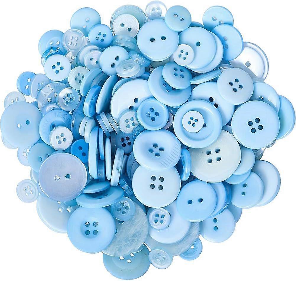 Mixed Style Blue Resin Button Flat Round Multiple Shape 2 and 4 Holes Flatback Assorted Sizes Cute Replacement Buttons Bulk for Sewing Making Clothes 